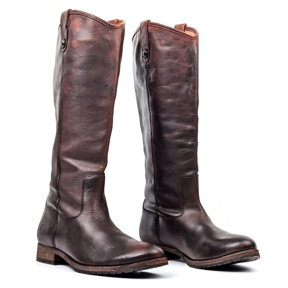 Frye Women Melissa Button Brown Leather Riding Equestrian Lug Knee Boots size 11